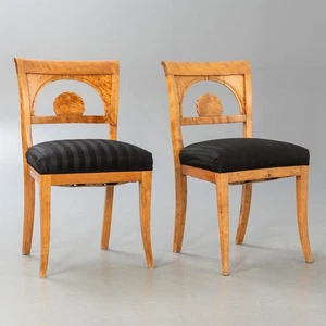 2 Empire biedermeie stühle Weiß birke massiv sitzhöhe 46cm118cm Lieferung Pers - Bild 1 von 5