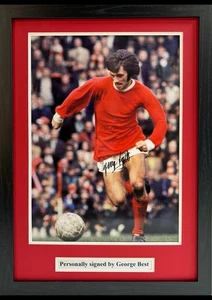 George Best Signed Manchester United Photo Framed - Picture 1 of 2