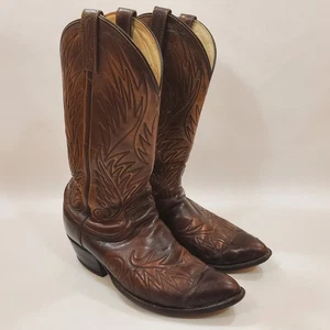 Botas de vaquero de cuero marrón coñac Dan Post vintage talla 8 C para hombre - Imagen 1 de 24