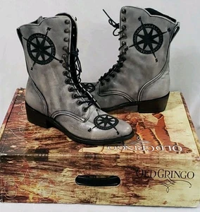 RARO! Old Gringo 9B stivali stringati da viaggio in pelle grigio nero stile western - Foto 1 di 16