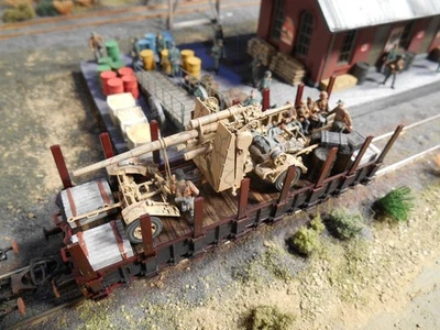 HO Roco Minitank 6th Panzer Army Artillery Car with Soldiers A2253 Custom Detail - Image 1 of 3