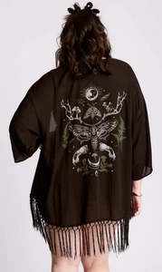 Midnight Hour Women’s Forest Witch Kimono In Black Size XL/2XL New - Picture 1 of 6
