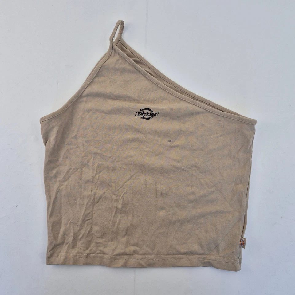 Camiseta sin mangas DICKIES grande beige para mujer mezcla de algodón asimétrica un hombro informal Foto 1 de 4