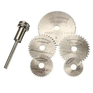 6 Pcs 22-50mm HSS Circular Saw Blade Cutting Discs Set and Mandrel for Drill - Picture 1 of 8