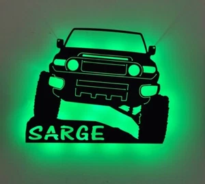 Letrero de metal personalizado iluminado por LED para Toyota FJ Cruiser, ¡PERSONALIZADO con TU NOMBRE DE FJ!¡! - Imagen 1 de 9