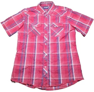 Wrangler Pearl Snap Shirt Boys XXL Red Plaid White Stitching Cowboy Riding Rodeo - Picture 1 of 7