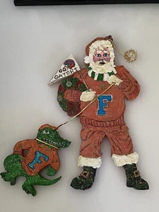 Florida Gator Santa Claus Christmas 8" Ornament Figurine Hand Painted Rare Vtg - Picture 1 of 20