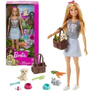 Barbie Loves Pets Doll with Puppy & Bunny Playset + ACCESSORIES - Picture 1 of 7