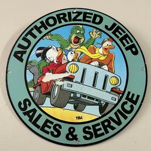 VINTAGE JEEP PORCELAIN SIGN GAS OIL AUTOMOBILE MOTOR SALES & SERVICE PUMP SIGN - Picture 1 of 12