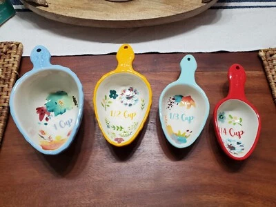 Pioneer Woman Willow Ceramic Measuring Spoon Set Of 4 Floral - Image 1 of 4