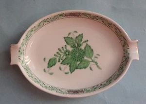 HEREND CHINESE BOUQUET GREEN APPONYI VERT Vintage Porcelain PEONY Flower ASHTRAY - Picture 1 of 3