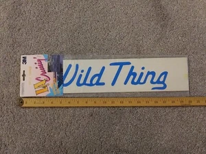 Calcomanías de vinilo grandes Deadstock años 80 años 90 automáticas retro gráficos WILD THING azul 3M - Imagen 1 de 8