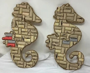 Wine cork Seahorse Wall Art Set Of 2 - Handmade - Picture 1 of 6