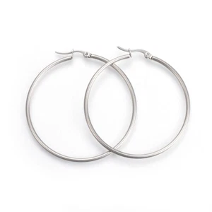 IN47 - UNE PAIRE DE CREOLES DE 50MM BOUCLES D'OREILLES EN ACIER INOXYDABLE - Picture 1 of 2