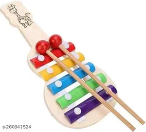 Guitar Xylophone for Kids, Wooden Xylophone Toy with 5 Knocks Child Safe Mallets - Picture 1 of 4