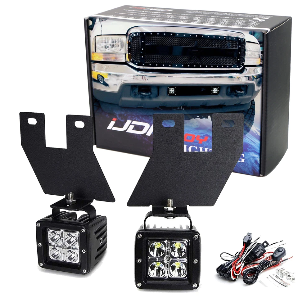 40W CREE LED Pods w/ Foglight Bracket, Wirings For Ford F250 F350 F450 Excursion - Image 1 of 4