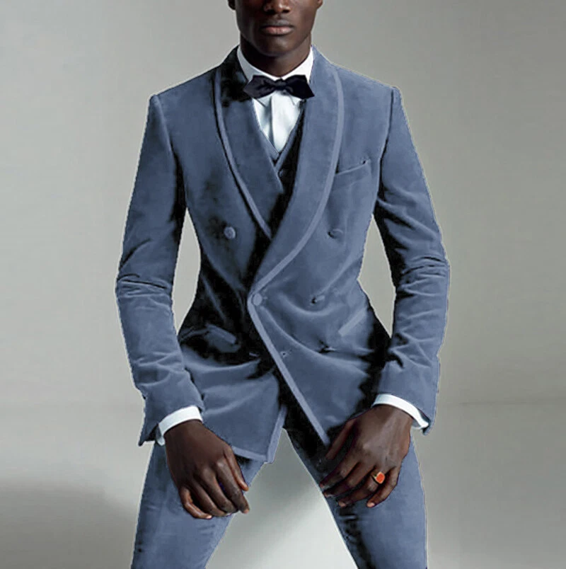 2 Piece Men Velvet Suits Dinner Jacket Formal Pants Shawl Collar Coat Wedding  - Image 1 of 4