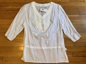 Chico’s Linen Tunic Shirt Women’s 3 White Gauze - Picture 1 of 11