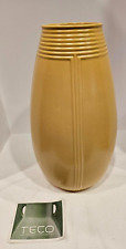 Teco Pottery Collection 2008 Mustard Yellow Matt Ceramic Vase Large 18" Tall