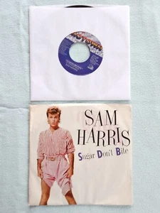 SAM HARRIS 1984 7" 45 RPM Single Lot - Sugar Don't Bite & Hearts on Fire - Picture 1 of 8