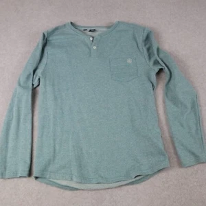 Volcom Henley Shirt Mens Medium Outdoor Casual Skater Pocket Green Long Sleeve - Picture 1 of 6