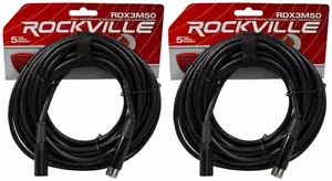 (2) Rockville RDX3M50 50 Foot 3 Pin DMX Lighting Cables 100% OFC Female to Male - Picture 1 of 2