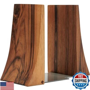 TILISMA Buchstützen, Nussbaumholz mit Metallfuß - 2 handgefertigte Buchhalter für H - Bild 1 von 5