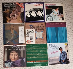 9 LPs Domingo, Harbach, De Los Angeles, Kodaly, Bartok, Berberian, Ricciarelli - Imagen 1 de 4