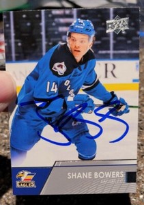 AUTOGRAPHED 21-22 Upper Deck AHL SIGNED Shane Bowers Colorado Eagles AUTO DEVILS