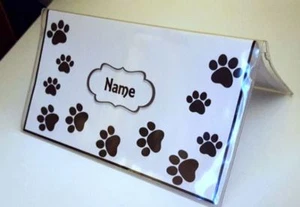 Pfotendruck Tier Katze Hund VINYL Scheckheft Cover personalisiert - Bild 1 von 4
