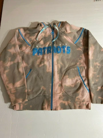 New England Patriots Hoodie Zip Size Small Womens Reebok Tie Dye Diy OOAK Cover