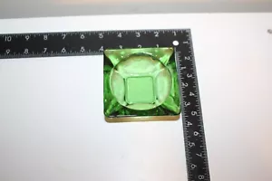 Vintage Emerald Green Glass Square Ashtray 3 3/8" Mid Century Style - Picture 1 of 5