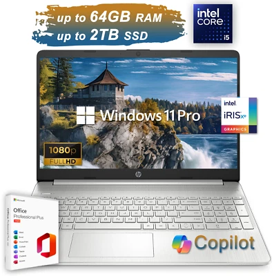 HP Laptop Computer FHD 15.6 Intel i5 Upto 4.2GHz, 64GB RAM & 2TB SSD Office 2024 - Image 1 of 4