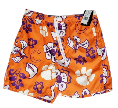 Wes and Willy Men's Clemson University Tigers Swim Trunks Floral Swim Shorts NWT Cover