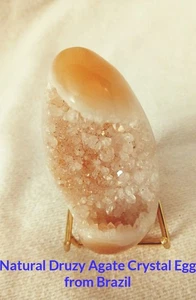 Natural Druzy Agate Crystal Egg from Brazil  with Stand 104g  (c0022) - Picture 1 of 3