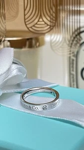 Tiffany & Co. Band Ring With Diamonds Platinum Finger Size 5 - Picture 1 of 12