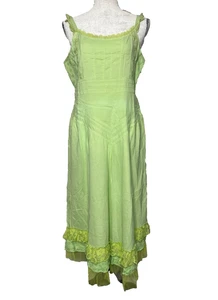 Lumen's Design Embroidered Eyelet Lace Ruffle Dress Womens XL Green Cottage Boho - Picture 1 of 18