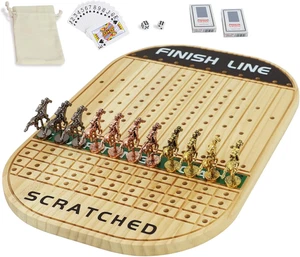 Horse Race Board Game Racing Game Thickened Solid Wood with 11 Luxurious Durable - Picture 1 of 12