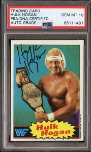 Hulk Hogan PSA/DNA Auto 10 1985 Topps WWF #16 HOF *AB0341 - Picture 1 of 2