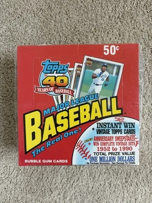 1991 TOPPS BASEBALL FACTORY SEALED WAX BOX (36 PACKS) CHIPPER JONES RC - Image 1 of 4