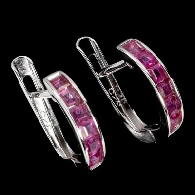 925 Пробы серьги принцесса рубин натуральный драгоценный камень ювелирные изделия - Изображение 1 из 4