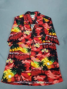 VTG Aloha Republic Hawaiian Shirt Mens Large L Red 90 Usa Graphic Print All Ovee - Picture 1 of 6