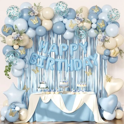 Decoracion De Cumpleaños Globos Cortina Para Mujer Azul Celeste 92 Piezas 套装 — 第 1/4 张图片