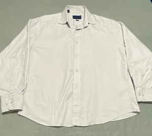 David Donahue Trim 100% Cotton Blue Windowpane Dress shirt 16.5 / 32/33 - Picture 1 of 11