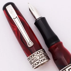 Curtis Australia Elegance "Key" Füllfederhalter - Rot mit Sterling Besatz, 14k Feder (Neu - Bild 1 von 4