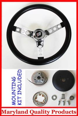 Volante Buick Skylark Gran Sport 1964-1966 negro y cromado 14 1/2" Foto 1 de 4
