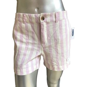 NUEVO Pantalones Cortos Para Mujer Old Azul Marino Rayas Mezcla de Lino Púrpura Blanco Talla 6 - Imagen 1 de 5