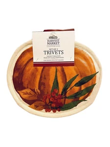 Harvest Market Set Of 2 Trivets Pumpkin-Shaped Pot Holder - NEW - Picture 1 of 5