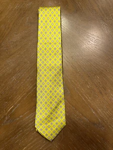 Kiton Napoli Tie Yellow Geometric Silk Handmade in Italy - Picture 1 of 4