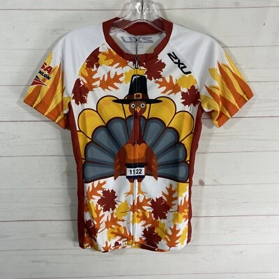 Camiseta deportiva de ciclismo 2XU para mujer con estampado de pavo de Acción de Gracias XS cremallera frontal EE. UU. Triatlón Foto 1 de 4